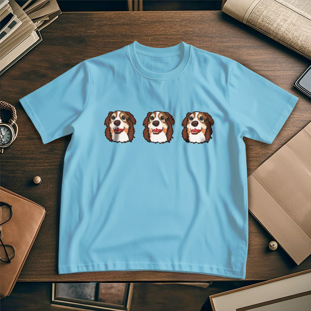 Custom Photo Vintage Tee Personalized Photo Name Pet Embroidery T-shirt for Pet Lover - MyPhotoSocksAu