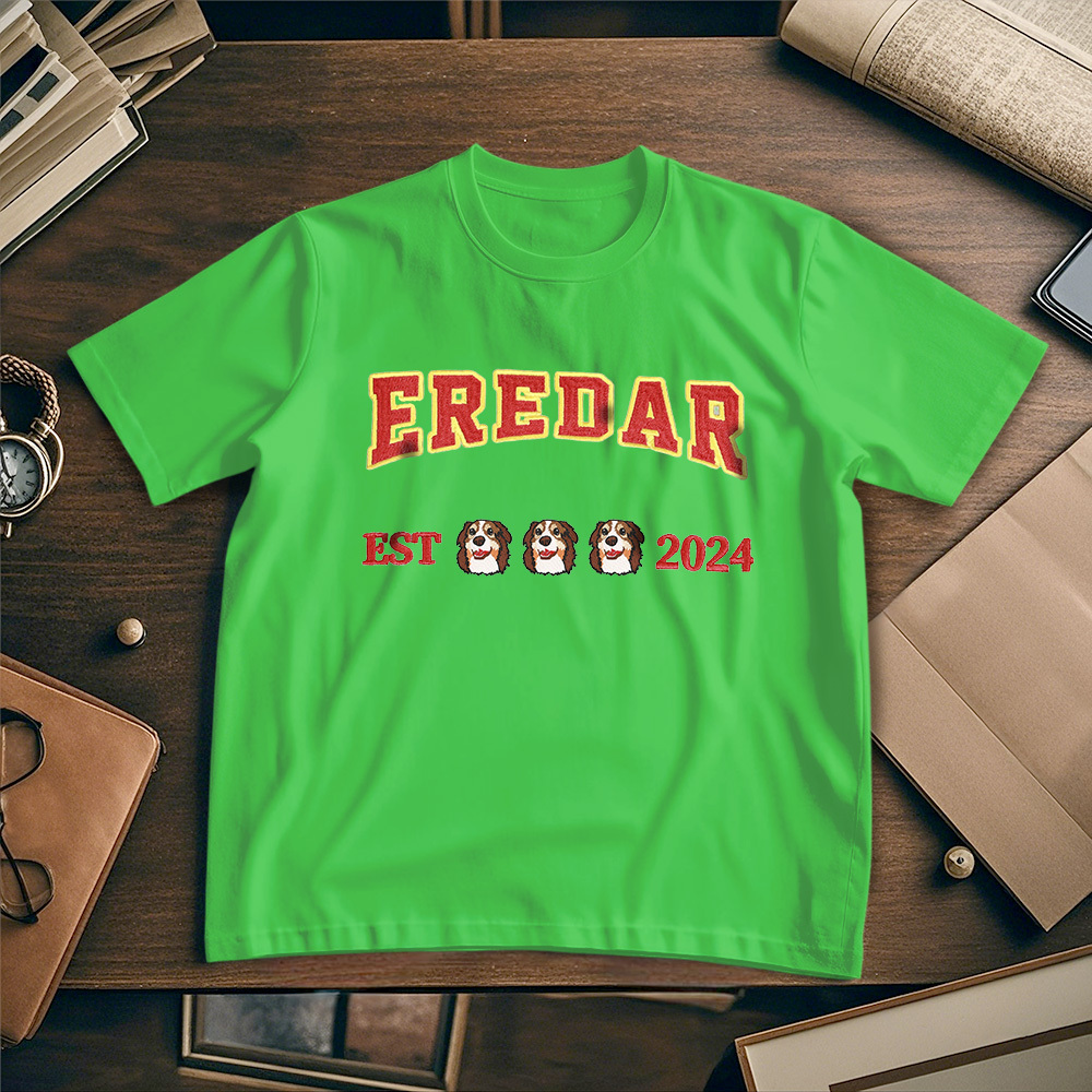 Custom Photo Vintage Tee Personalized Photo Name Pet Embroidery T-shirt for Pet Lover - MyPhotoSocksAu