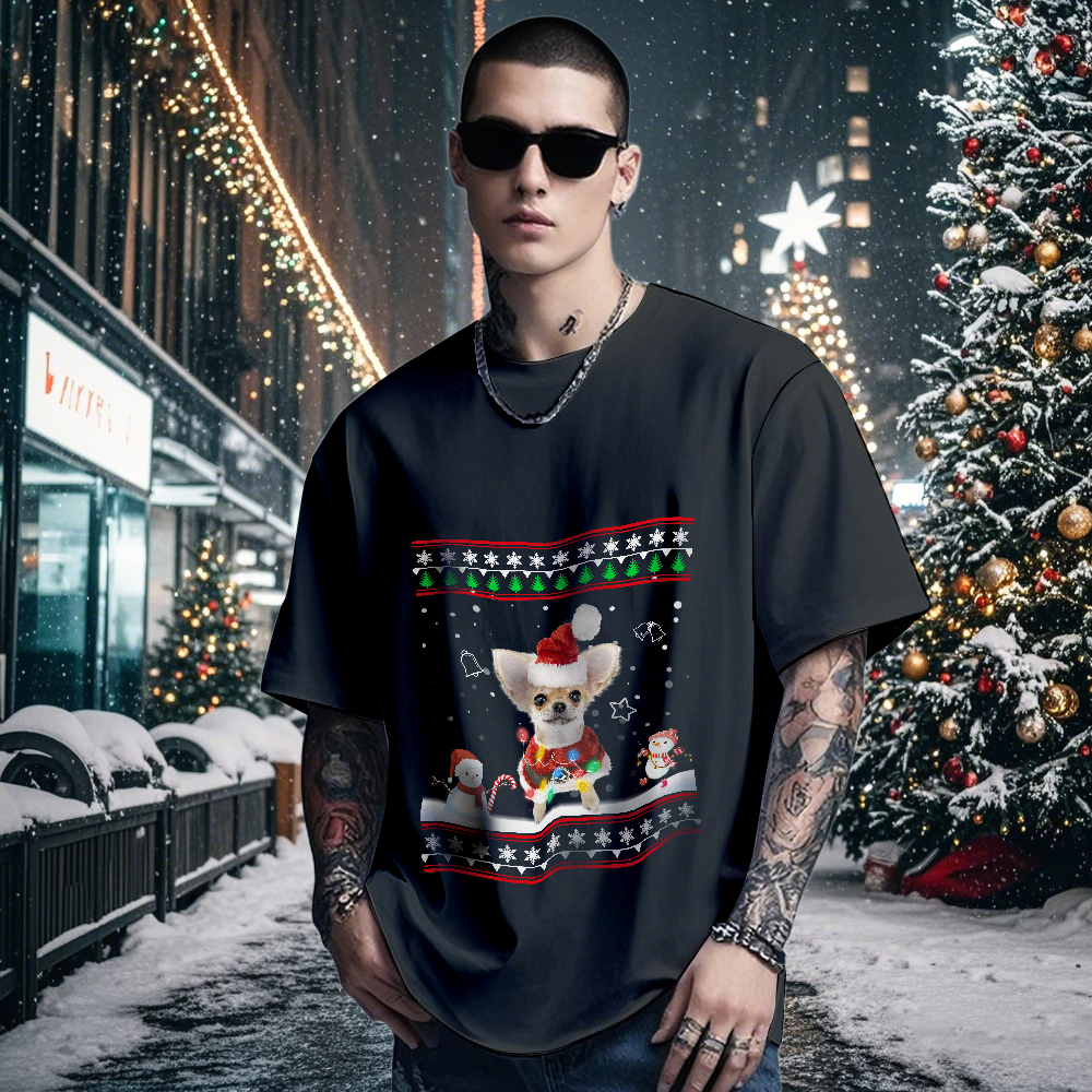 Personalized Photo Vintage T-shirts Christmas Theme T-shirt Lantern Vintage T-Shirt - MyPhotoSocksAu