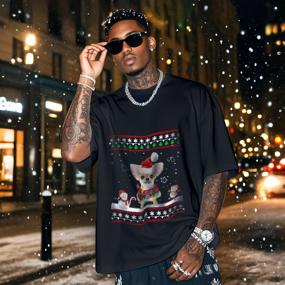 Personalized Photo Vintage T-shirts Christmas Theme T-shirt Lantern Vintage T-Shirt - MyPhotoSocksAu