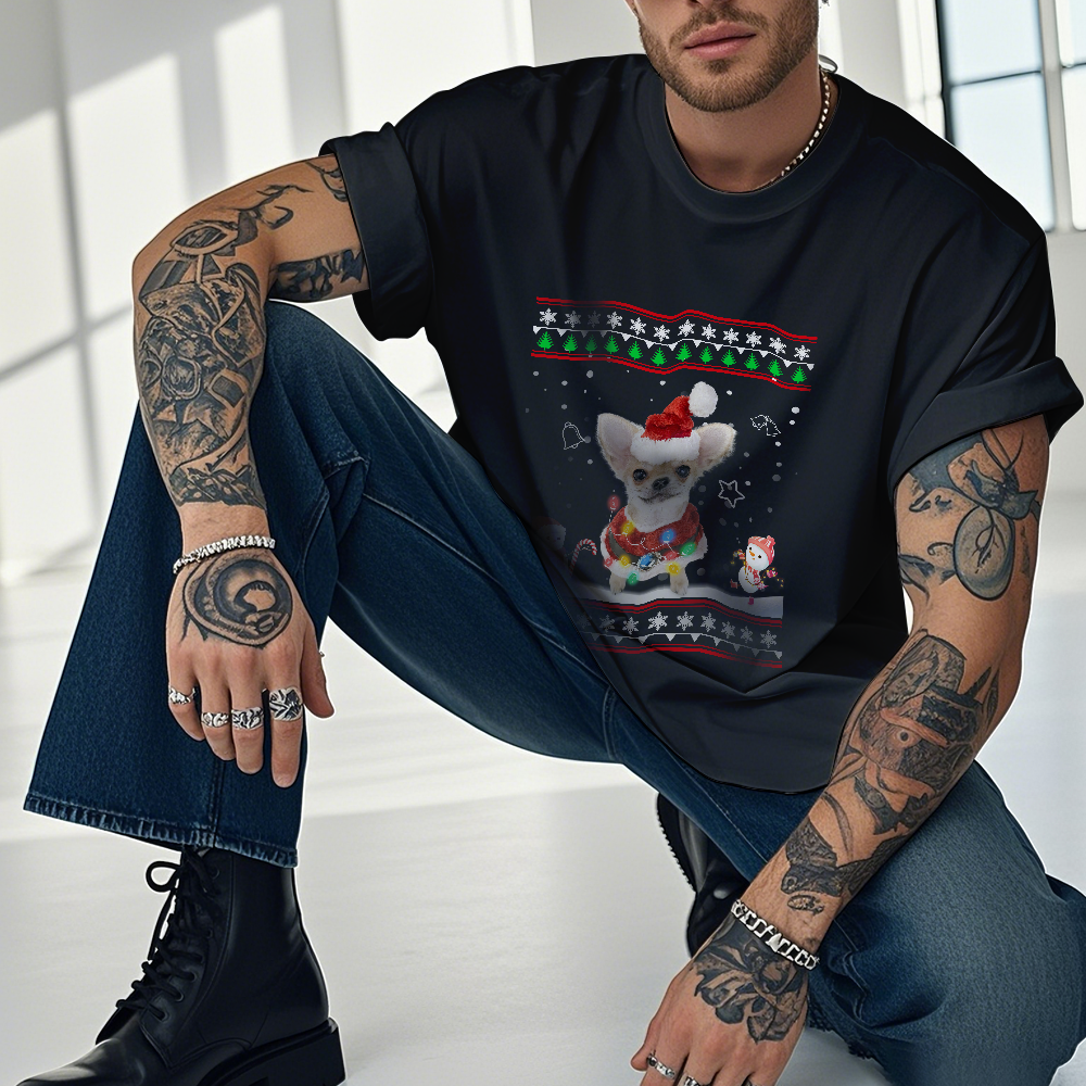 Personalized Photo Vintage T-shirts Christmas Theme T-shirt Lantern Vintage T-Shirt - MyPhotoSocksAu