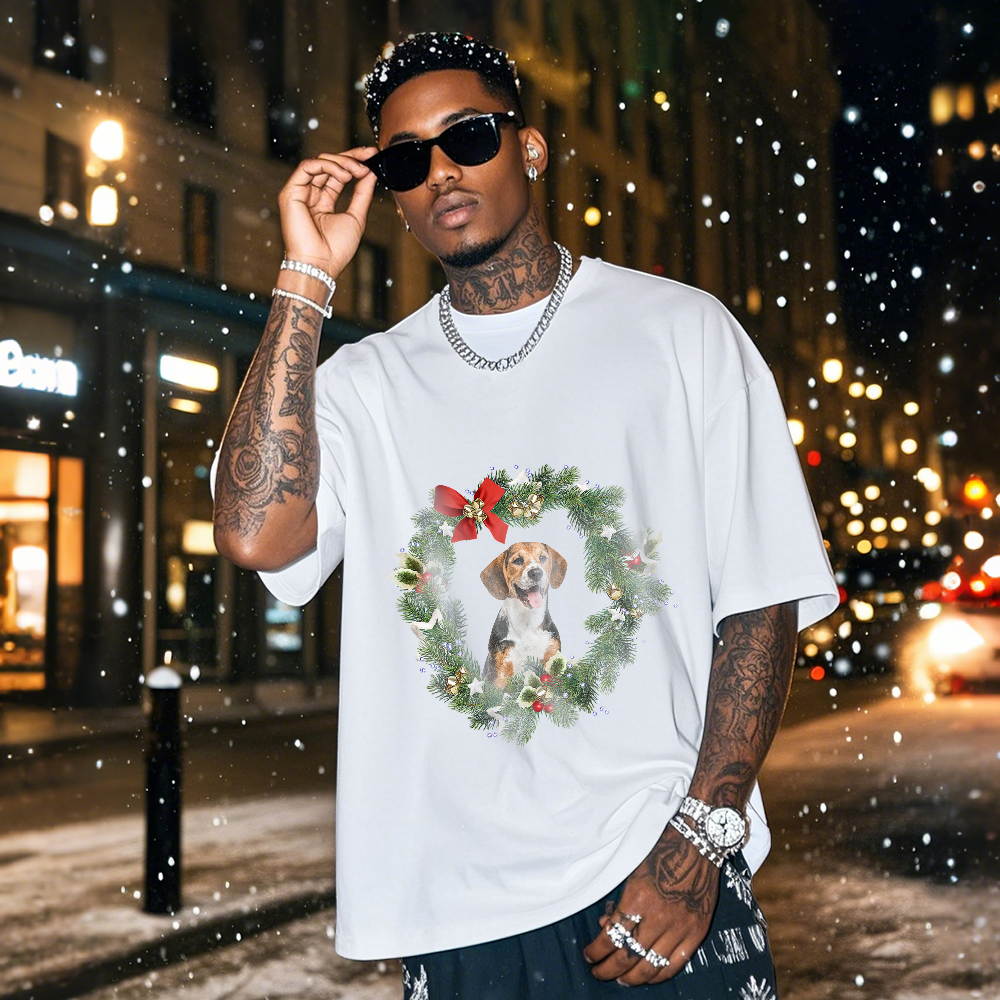 Personalized Photo Vintage T-shirts Christmas Theme T-shirt Lantern Vintage T-Shirt - MyPhotoSocksAu