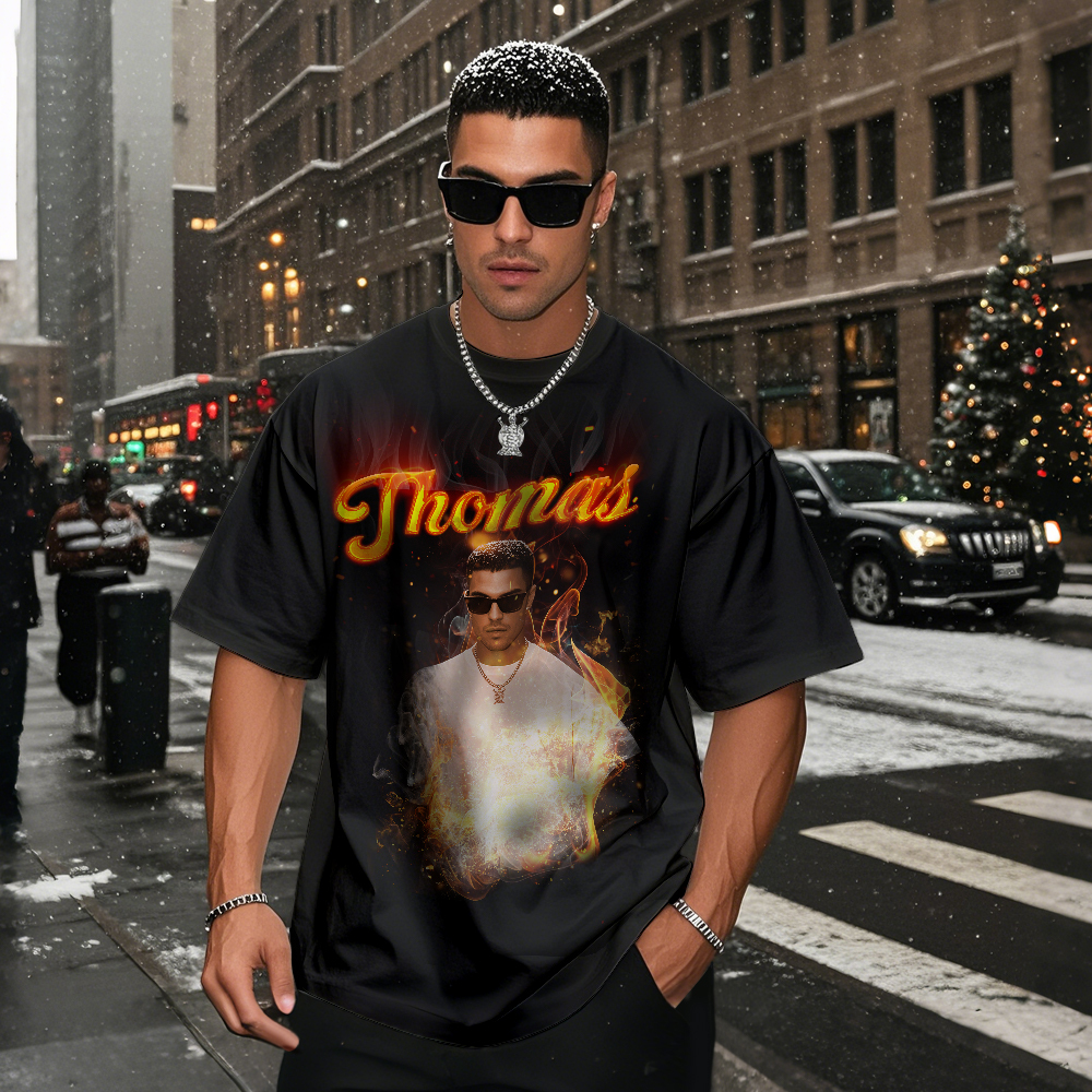 Custom Retro T-Shirt with Your Photo And Text Vintage Christmas Gift Idea - MyPhotoSocksAu