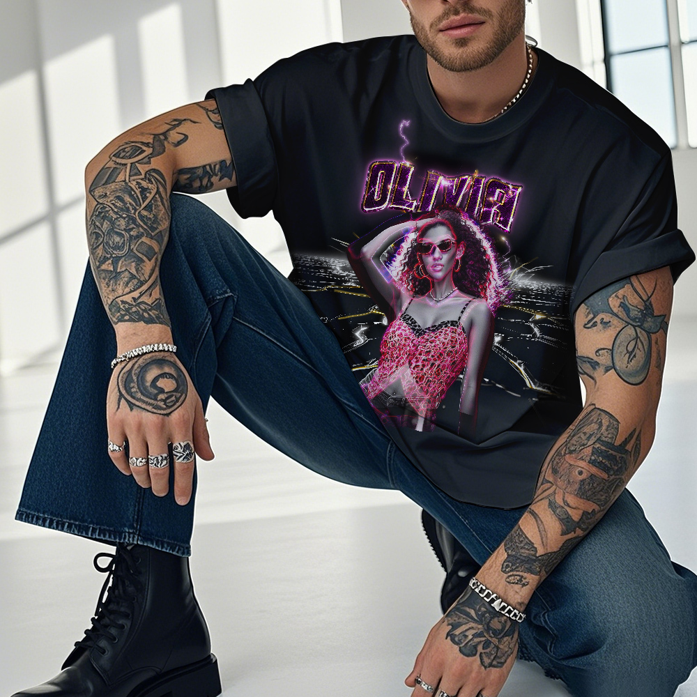 Personalized Photo Vintage Tee Retro Fashion T-shirts Custom Photo Christmas Gifts - MyPhotoSocksAu