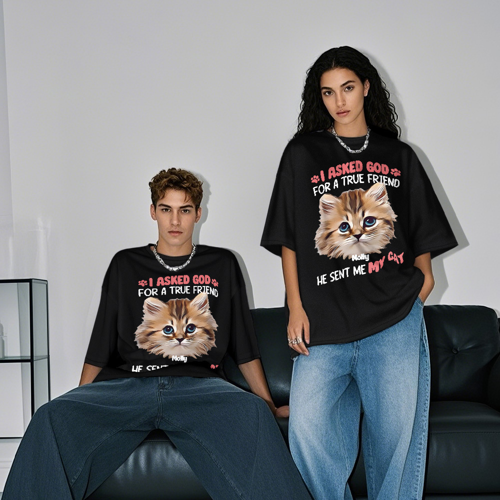Personalized Cats Photo Vintage T-shirts Cute Pets Custom Photo Tee Unique Gift - MyPhotoSocksAu