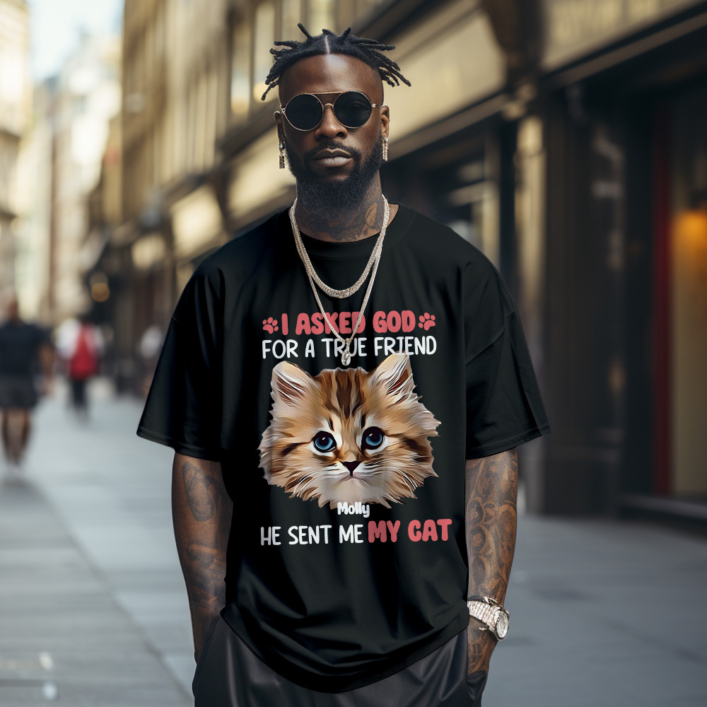 Personalized Cats Photo Vintage T-shirts Cute Pets Custom Photo Tee Unique Gift - MyPhotoSocksAu