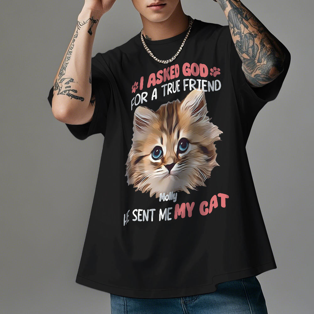 Personalized Cats Photo Vintage T-shirts Cute Pets Custom Photo Tee Unique Gift - MyPhotoSocksAu