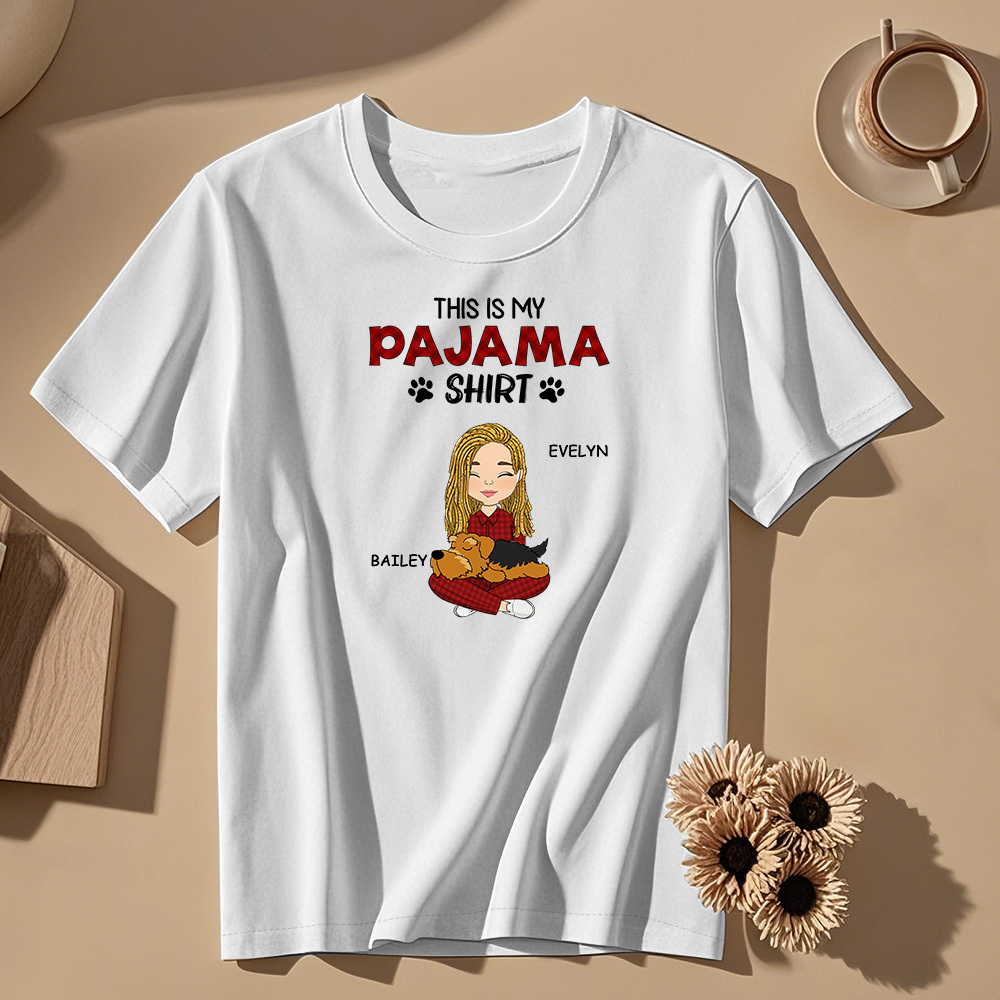 Custom Name Cartoon Sleeping Pet T-shirt Personalized Unisex T-Shirt Mothers Day Gift T-Shirt - MyPhotoSocksAu