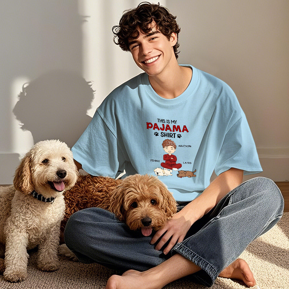 Custom Name Cartoon Sleeping Pet T-shirt Personalized Unisex T-Shirt Mothers Day Gift T-Shirt - MyPhotoSocksAu