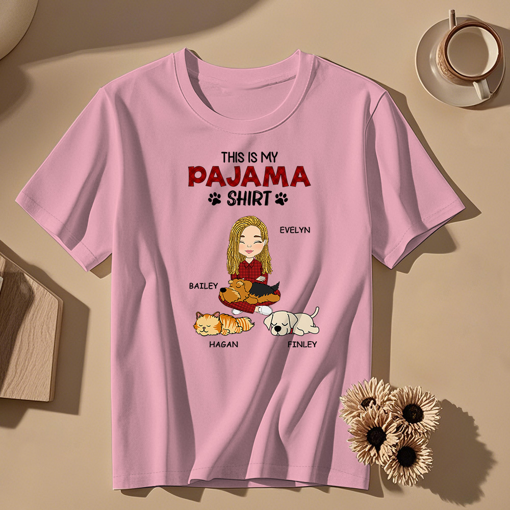 Custom Name Cartoon Sleeping Pet T-shirt Personalized Unisex T-Shirt Mothers Day Gift T-Shirt - MyPhotoSocksAu