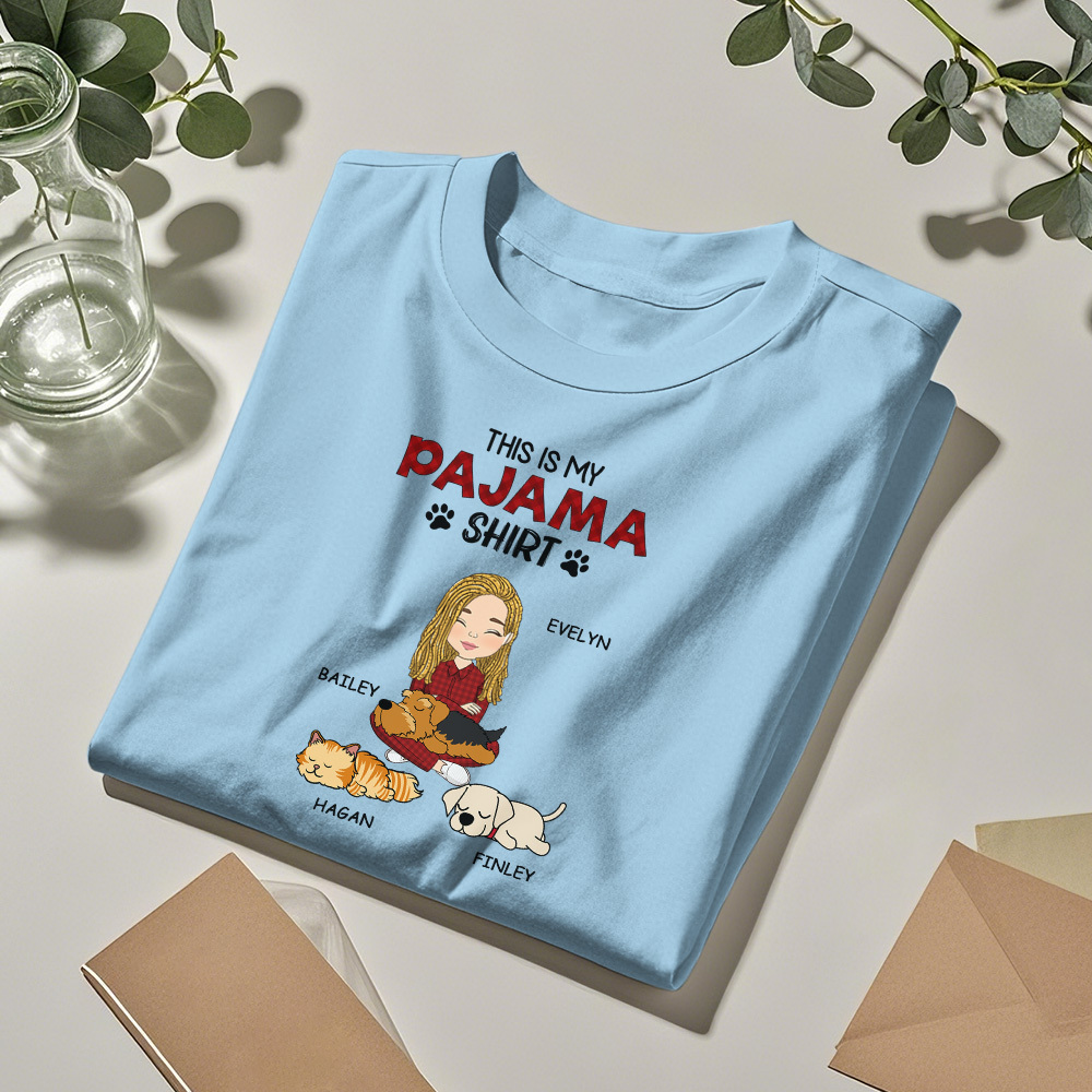Custom Name Cartoon Sleeping Pet T-shirt Personalized Unisex T-Shirt Mothers Day Gift T-Shirt - MyPhotoSocksAu