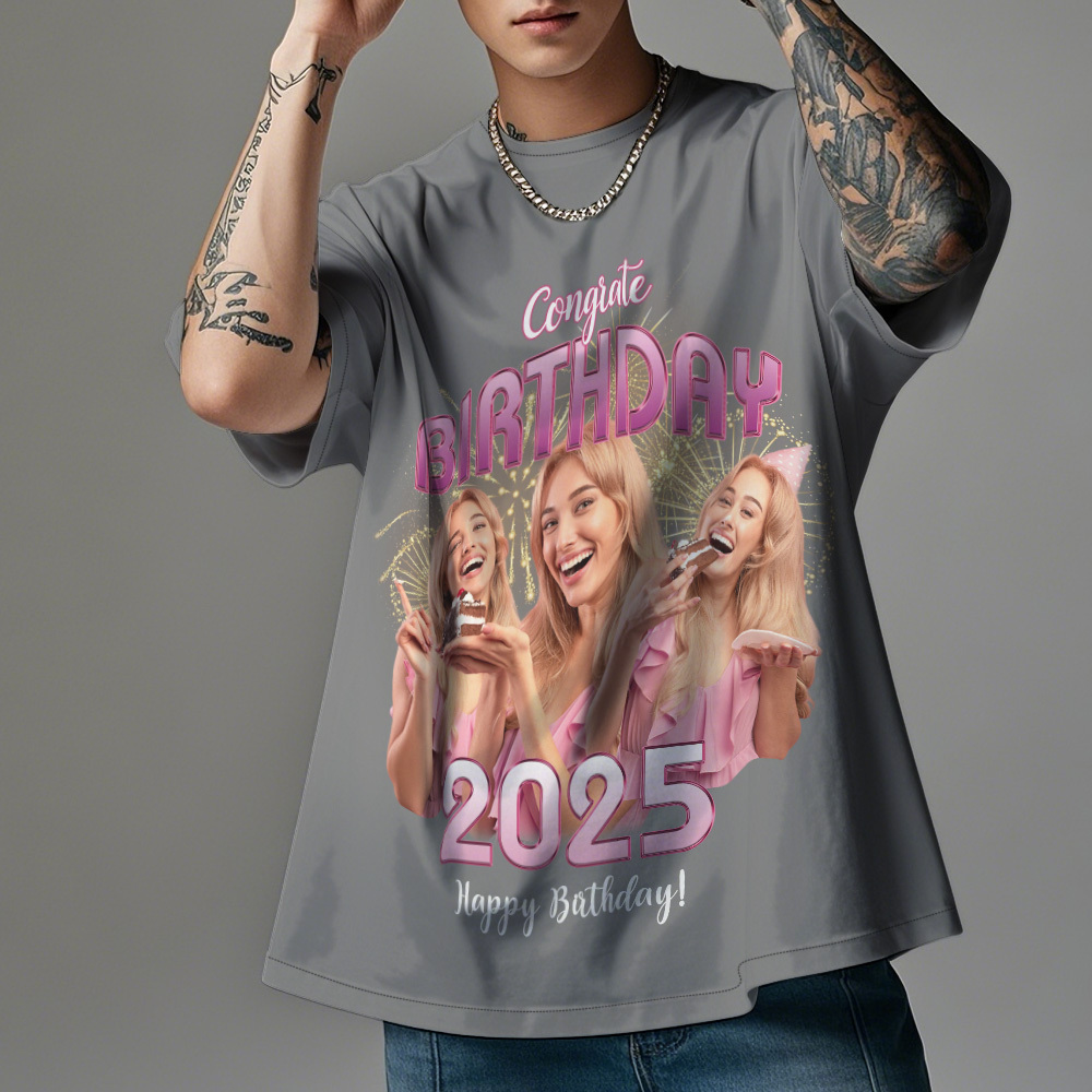 Custom Photo Vintage Retro Birthday T-Shirt Personalized Photo Tshirt Birthday Gift - MyPhotoSocksAu