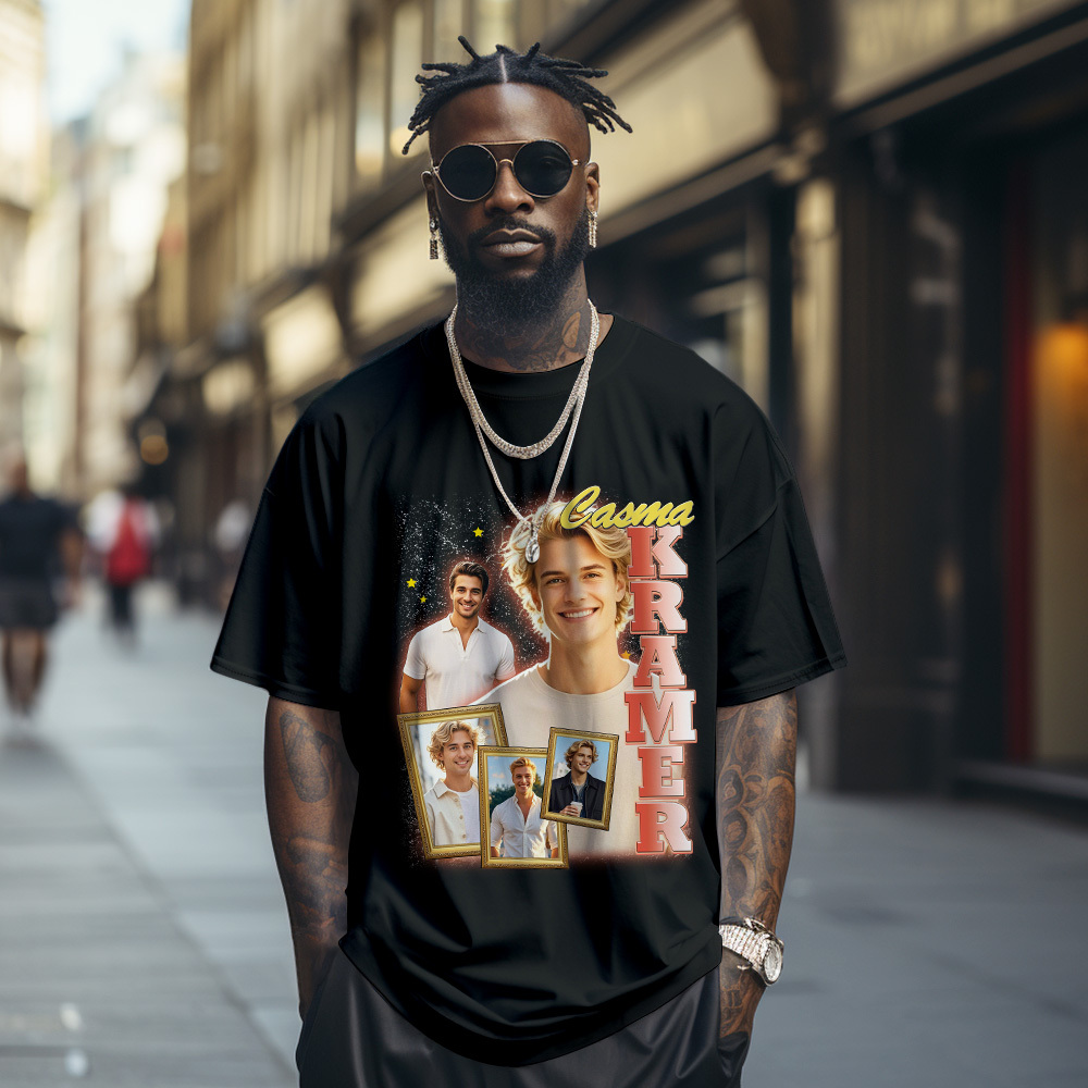 Custom Vintage Photo Tee Personalized Retro Fashion T-Shirts for Gift 90s Vintage - MyPhotoSocksAu
