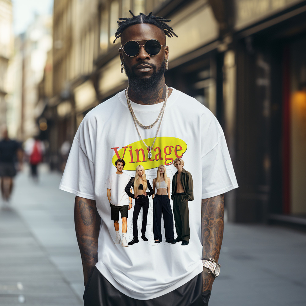 Custom Vintage Photo Tee Personalized Retro T-Shirts for Gift 90s Vintage Gifts for Him - MyPhotoSocksAu
