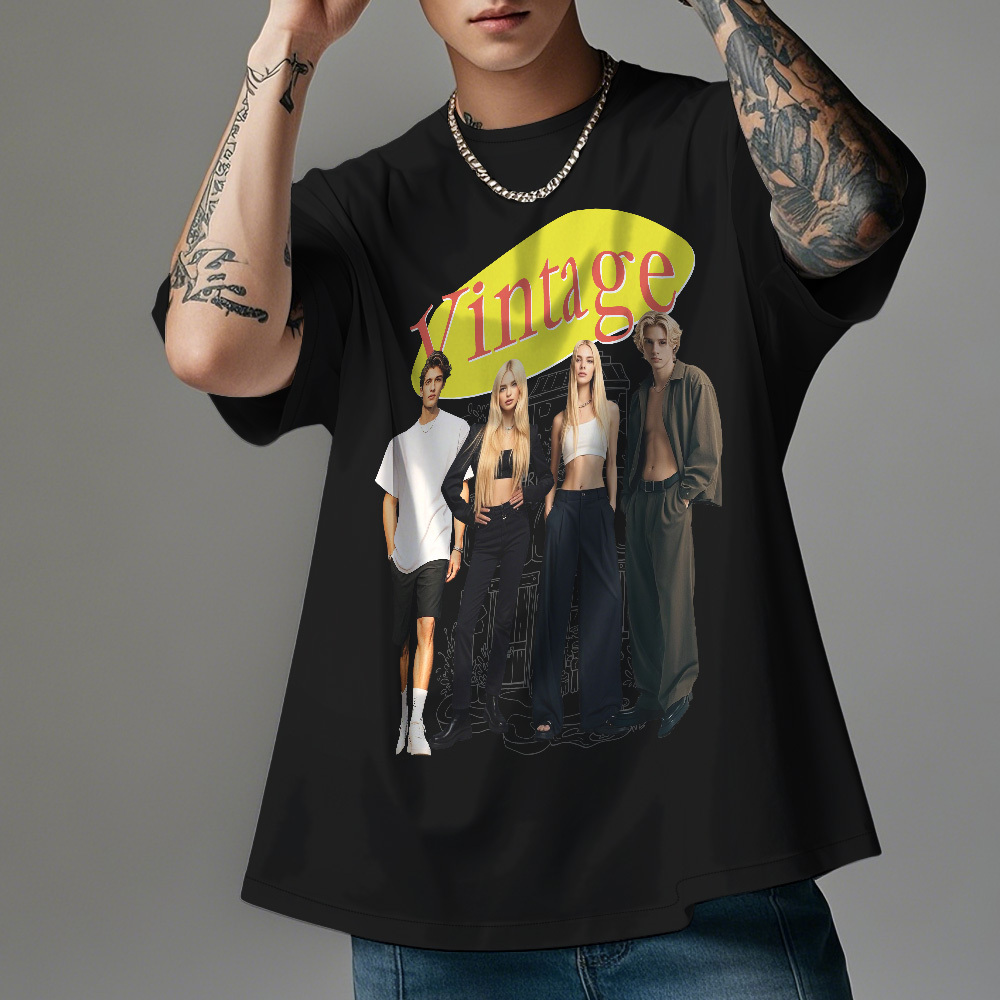 Custom Vintage Photo Tee Personalized Retro T-Shirts for Gift 90s Vintage Gifts for Him - MyPhotoSocksAu