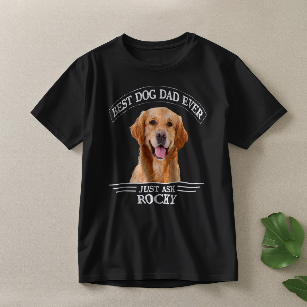 Custom Photo Vintage T-Shirt Personalized Dog Dad Vintage Tee Gift Idea - MyPhotoSocksAu