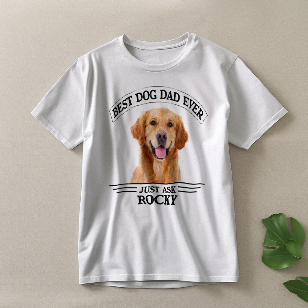 Custom Photo Vintage T-Shirt Personalized Dog Dad Vintage Tee Gift Idea - MyPhotoSocksAu