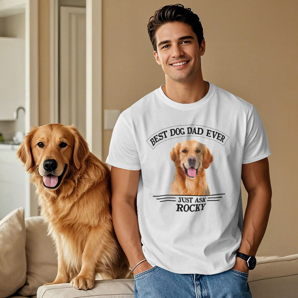 Custom Photo Vintage T-Shirt Personalized Dog Dad Vintage Tee Gift Idea - MyPhotoSocksAu