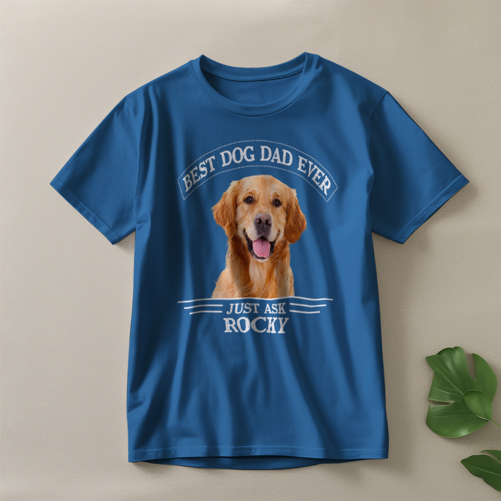 Custom Photo Vintage T-Shirt Personalized Dog Dad Vintage Tee Gift Idea - MyPhotoSocksAu