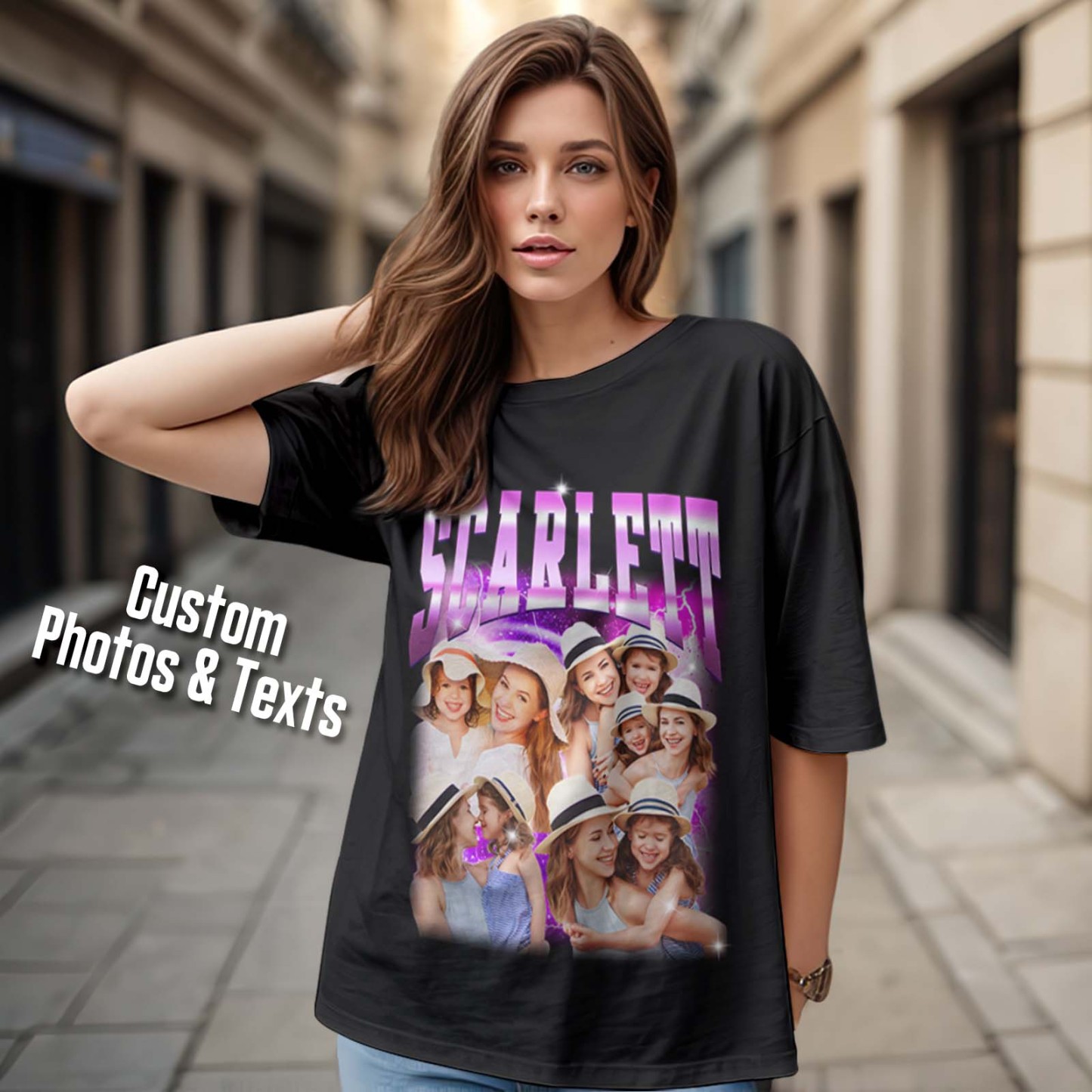 Personalized Mother��s Day T-Shirt Custom Photo and Text Vintage Style Shirt Gift for Mom - MyPhotoSocksAu