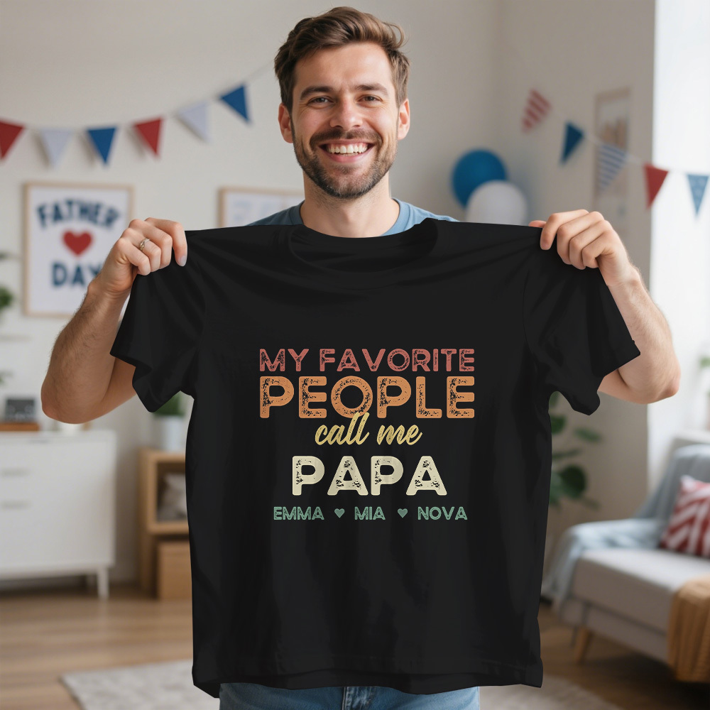 Father's Day Gifts Personalized Grandpa Shirt With Grandkids Names, Custom Grandpa Dad Gift - MyPhotoSocksAu