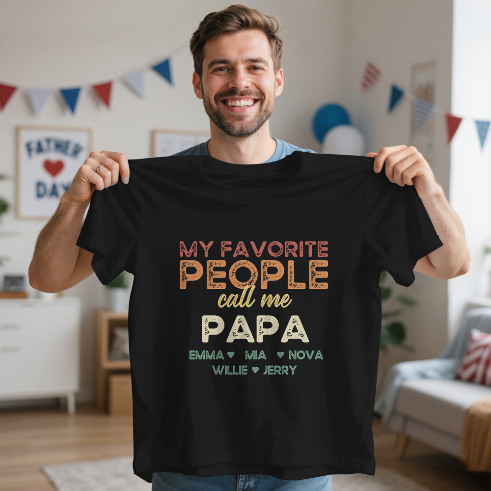Father's Day Gifts Personalized Grandpa Shirt With Grandkids Names, Custom Grandpa Dad Gift - MyPhotoSocksAu