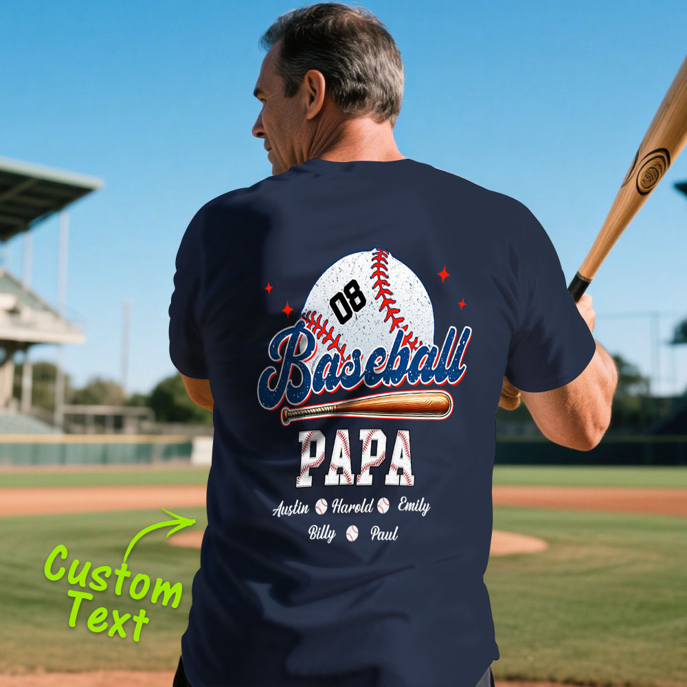Custom Retro Baseball Dad & Kids Shirt Personalized Name T-Shirt Gift for Dad - MyPhotoSocksAu