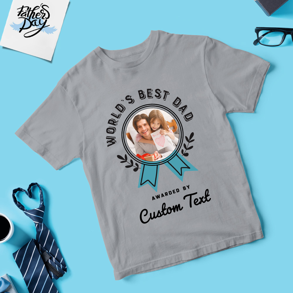 Custom Photo Shirt With Name Personalized Dad Shirt World's Best Dad Father's Day Shirt Gift For Father - MyPhotoSocksAu