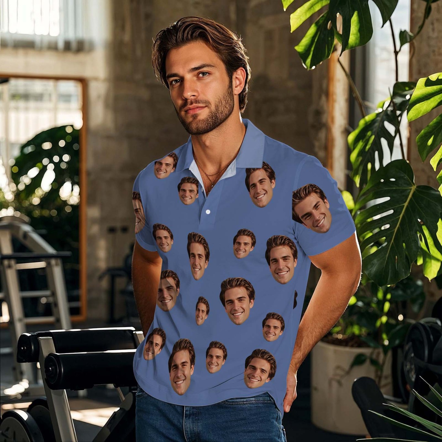 Custom Polo Shirt Personalized Face Polo Green Golf Graffiti Polo Shirt Men's Polo Shirt Gift - MyPhotoSocksAu