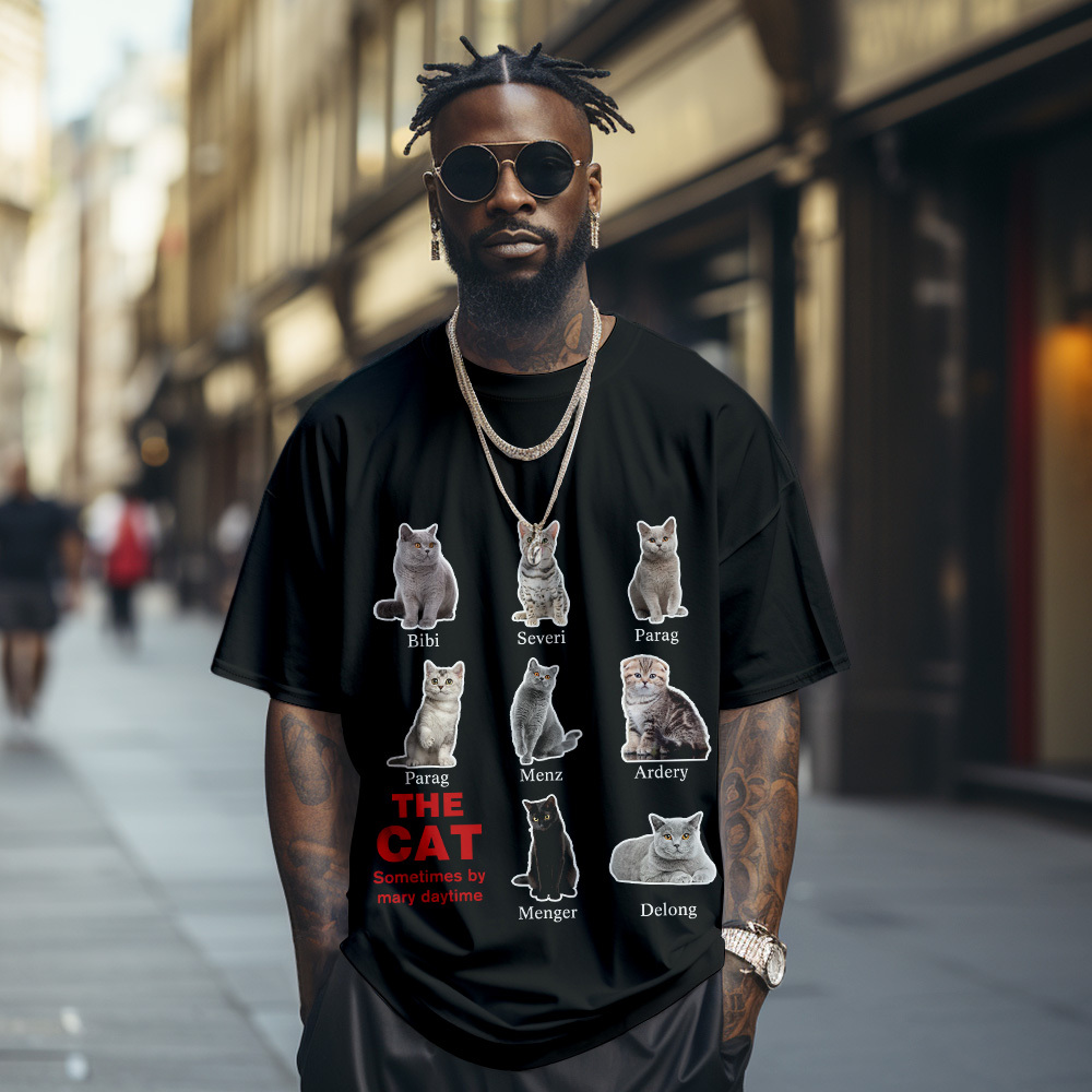 Custom Cat Photo and Name T-Shirt Personalized Pet Shirt for Women Men Cat Mom or Dad Gift - MyPhotoSocksAu