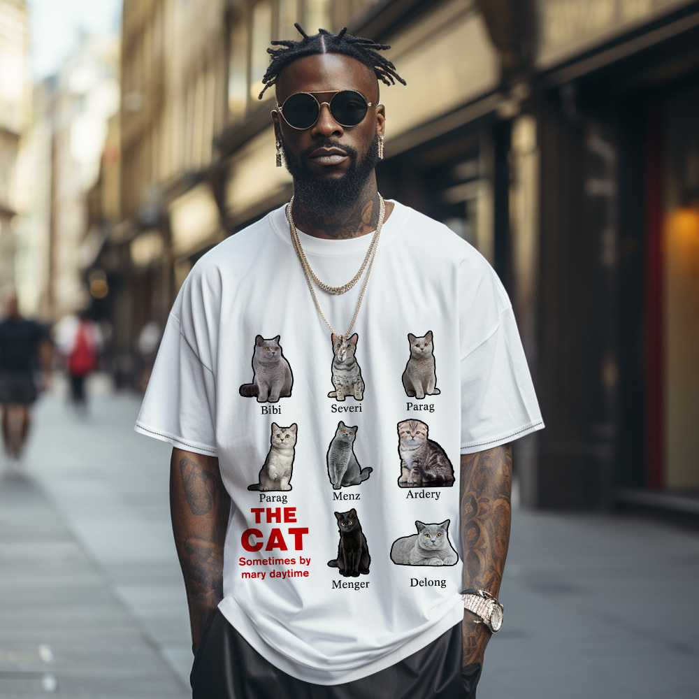 Custom Cat Photo and Name T-Shirt Personalized Pet Shirt for Women Men Cat Mom or Dad Gift - MyPhotoSocksAu