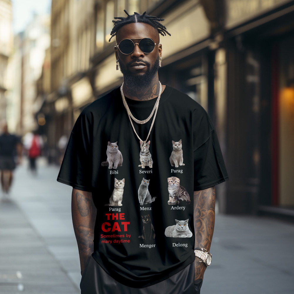 Custom Cat Photo and Name T-Shirt Personalized Pet Shirt for Women Men Cat Mom or Dad Gift - MyPhotoSocksAu