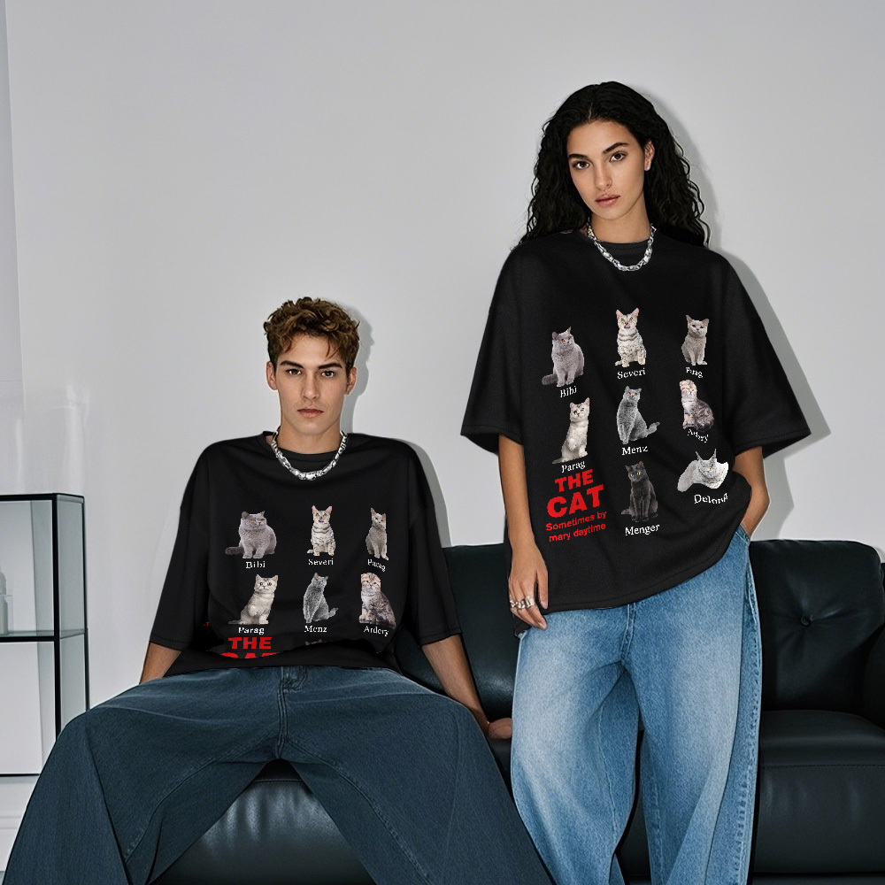 Custom Cat Photo and Name T-Shirt Personalized Pet Shirt for Women Men Cat Mom or Dad Gift - MyPhotoSocksAu