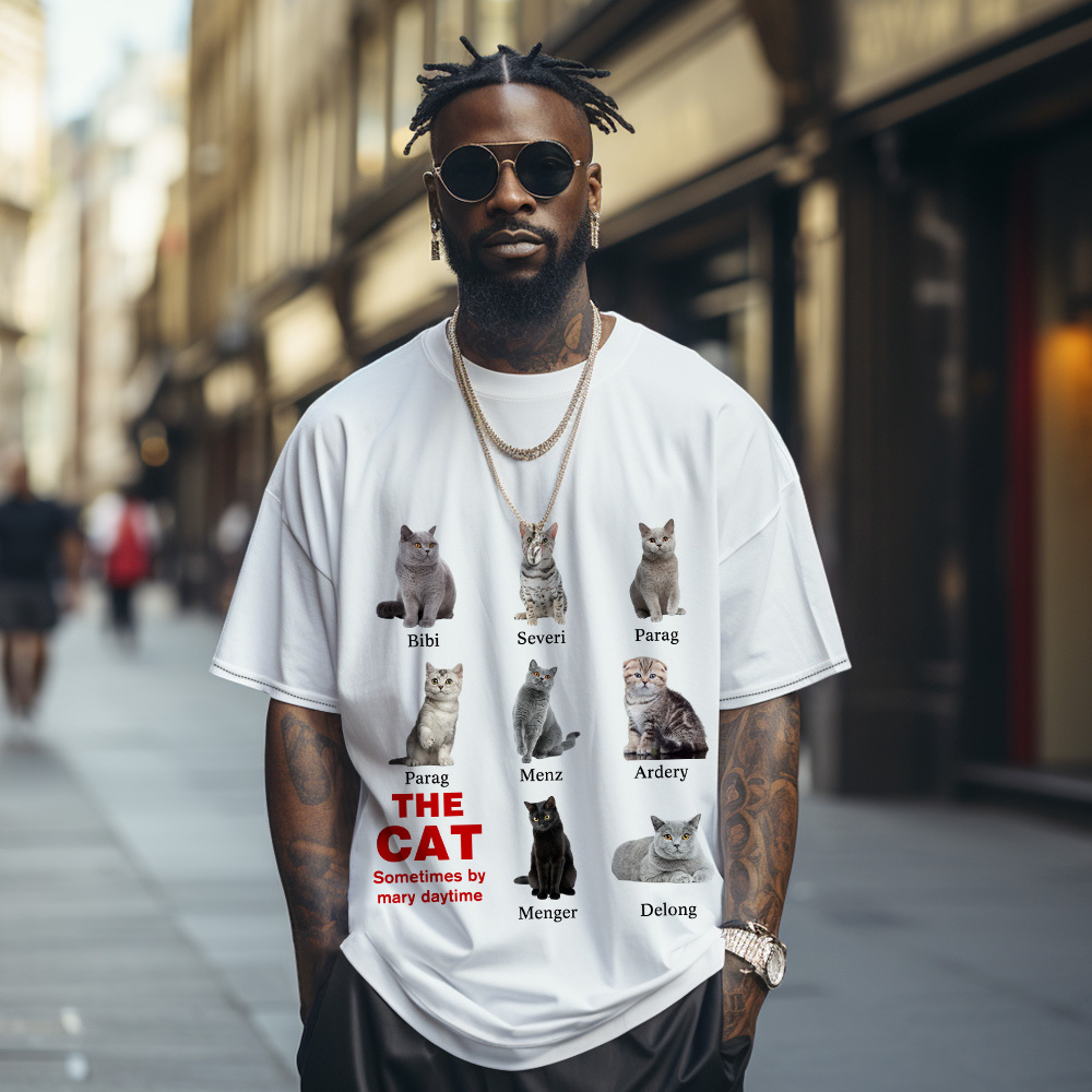 Custom Cat Photo and Name T-Shirt Personalized Pet Shirt for Women Men Cat Mom or Dad Gift - MyPhotoSocksAu