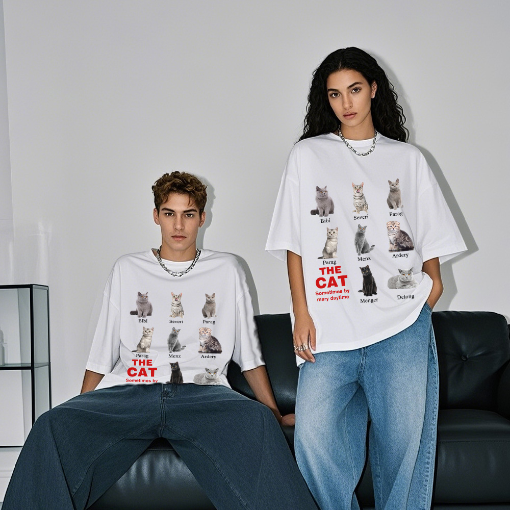 Custom Cat Photo and Name T-Shirt Personalized Pet Shirt for Women Men Cat Mom or Dad Gift - MyPhotoSocksAu