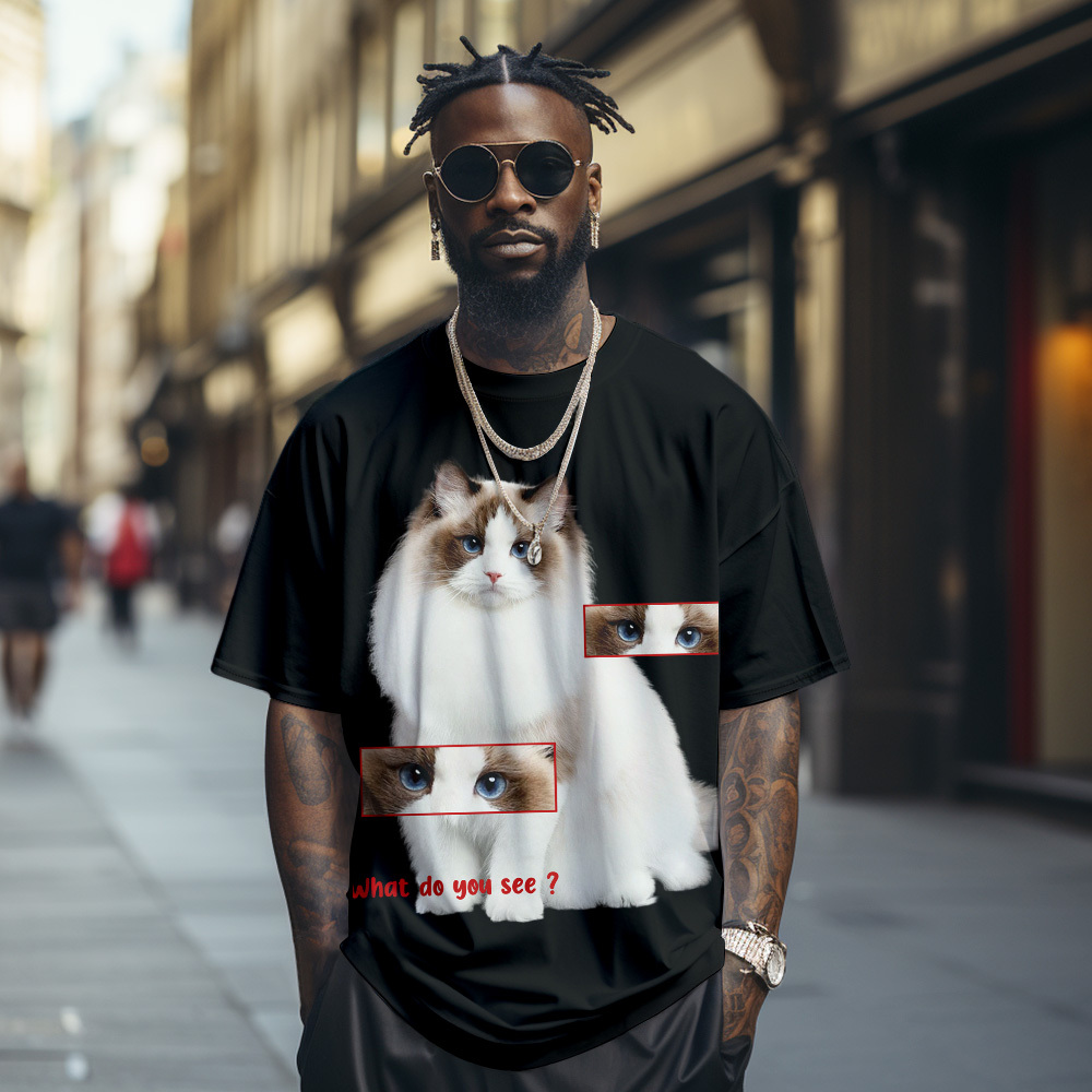 Custom Cat Photo and Name T-Shirt Personalized Pet Shirt for Women Men Cat Mom or Dad Gift - MyPhotoSocksAu