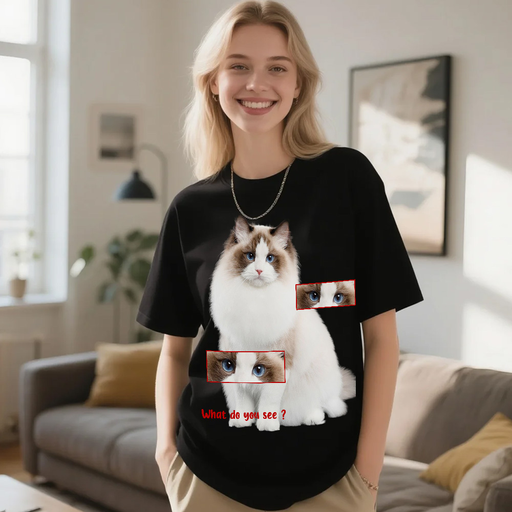 Custom Cat Photo and Name T-Shirt Personalized Pet Shirt for Women Men Cat Mom or Dad Gift - MyPhotoSocksAu