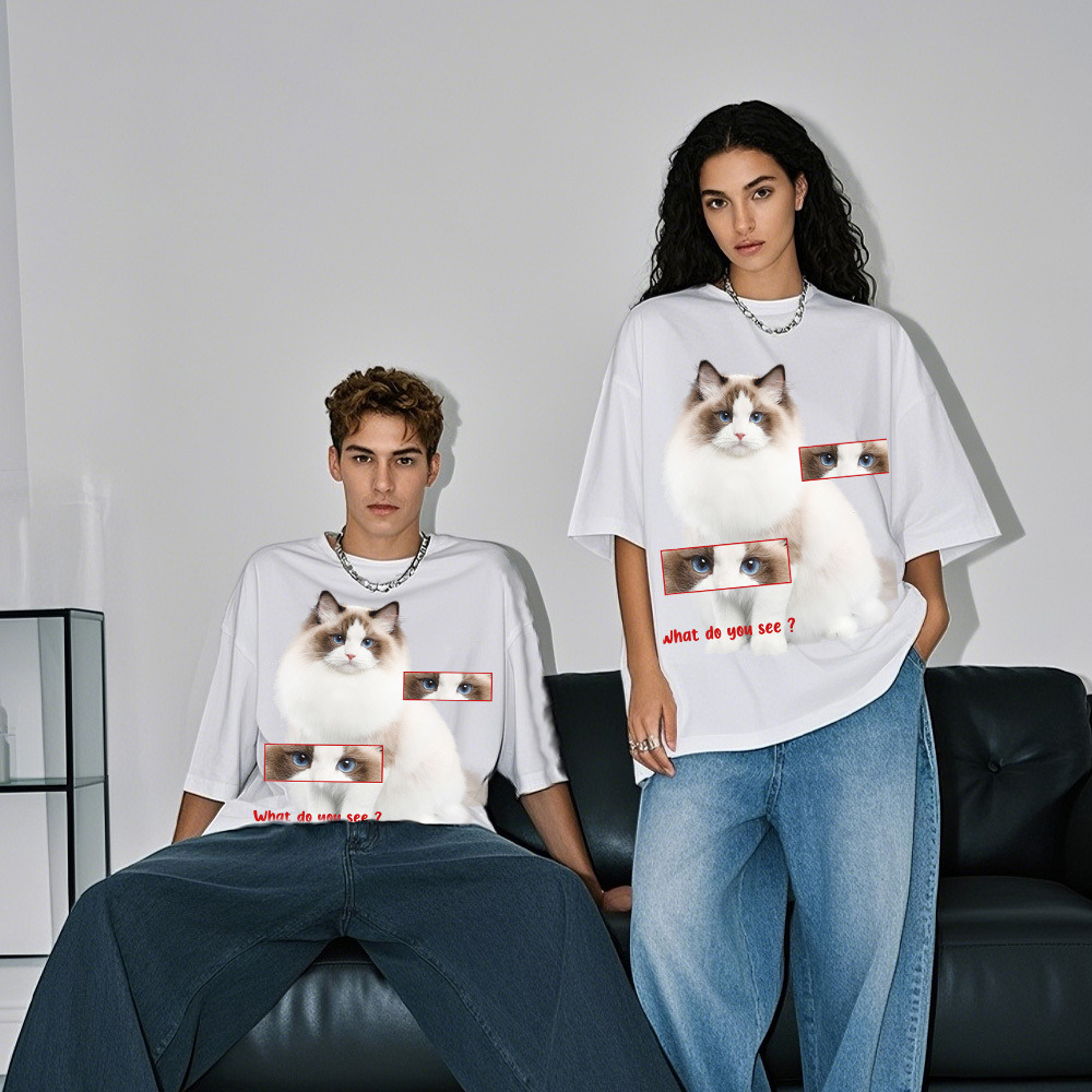 Custom Cat Photo and Name T-Shirt Personalized Pet Shirt for Women Men Cat Mom or Dad Gift - MyPhotoSocksAu