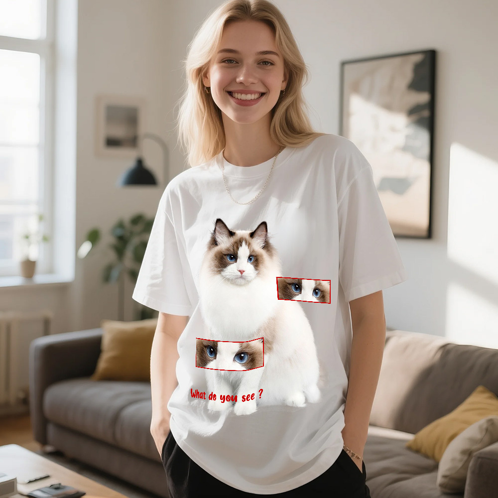 Custom Cat Photo and Name T-Shirt Personalized Pet Shirt for Women Men Cat Mom or Dad Gift - MyPhotoSocksAu