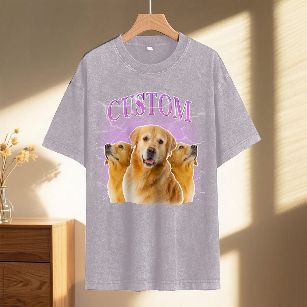 Custom Comfort Colors Vintage Bootleg Pet Shirt Pet Photo + Name Custom Dog Portrait Personalized Shirt Custom T Shirts Cat Shirt 90's Tee