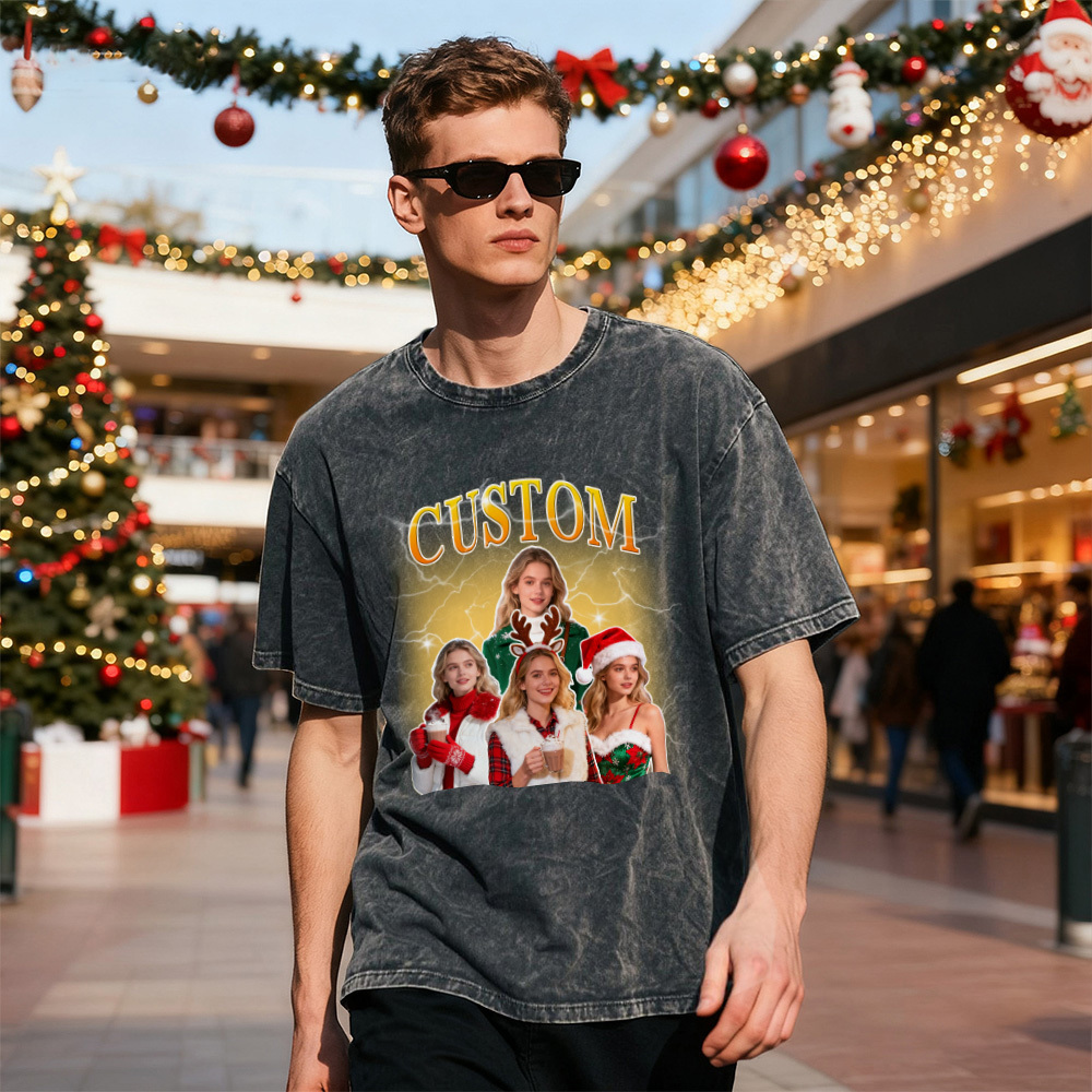 Custom Vintage Photo Tee – Personalized Name Shirt, Unique Christmas Gift for Dog Lovers Family or Friends