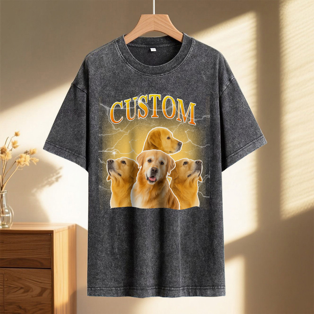 Custom Comfort Colors Vintage Bootleg Pet Shirt Pet Photo + Name Custom Dog Portrait Personalized Shirt Custom T Shirts Cat Shirt 90's Tee