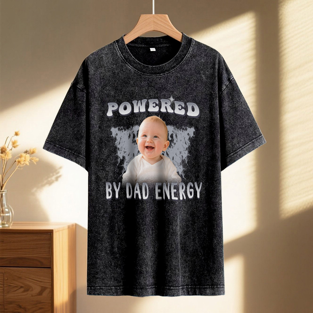 Personalized Photo Vintage T-Shirt Funny Fathers Day Gift for Dad, Retro Washed 90s Graphic Tee Kids Cute Custom Shirt - MyPhotoSocksAu