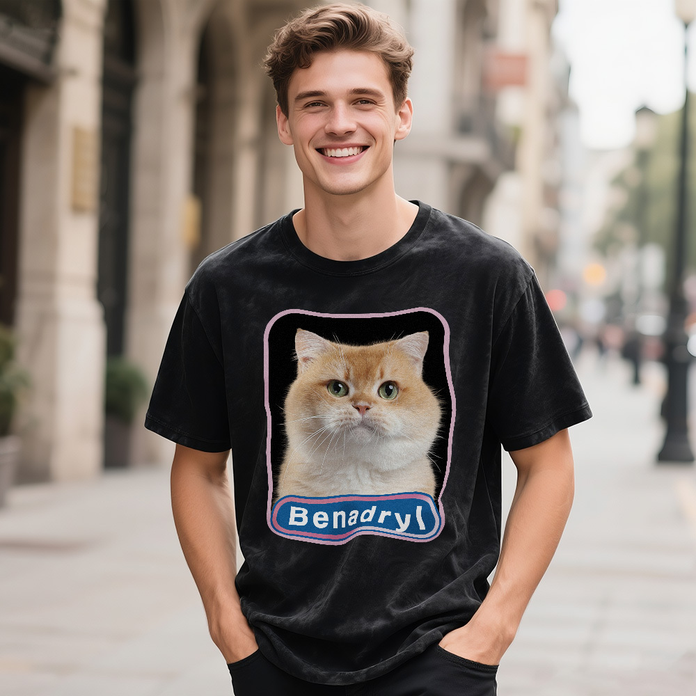 Custom Funny Face T-Shirts  Vintage Washed Retro 90s Style Matching Tees with Your Photos Personalized Gift for Couples - MyPhotoSocksAu