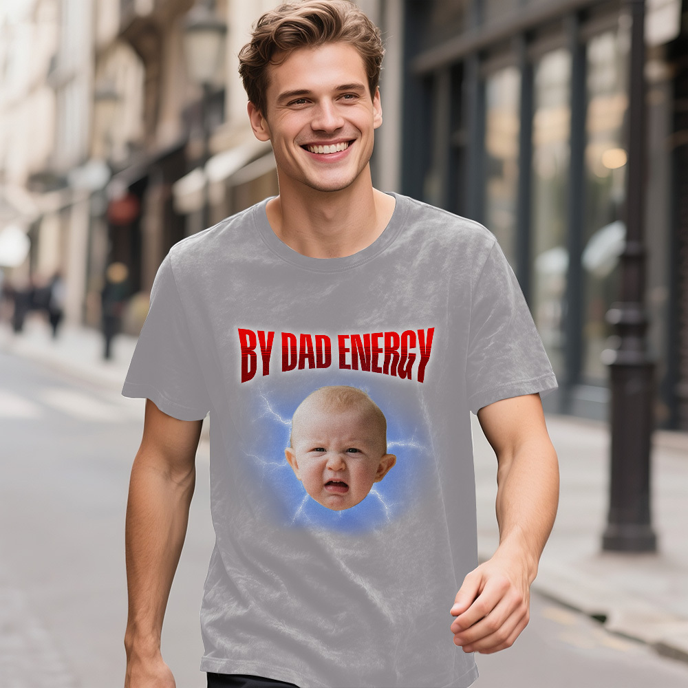 Custom Funny Kids Photo and Text T-Shirt for Dad Personalized Vintage Tee Retro Washed 90s Style Fathers Day Gift - MyPhotoSocksAu
