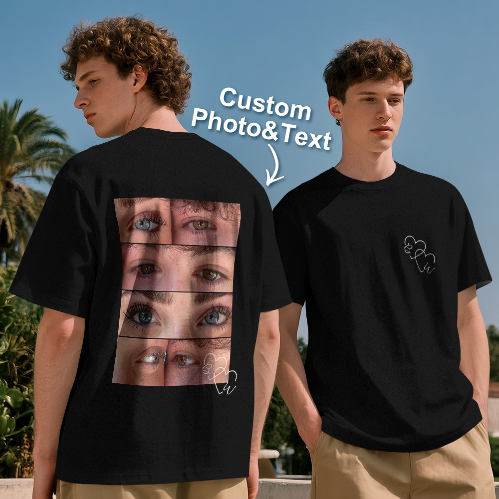 Custom Photo T-shirt Personalized Eyes Shirt for Couple - MyPhotoSocksAu