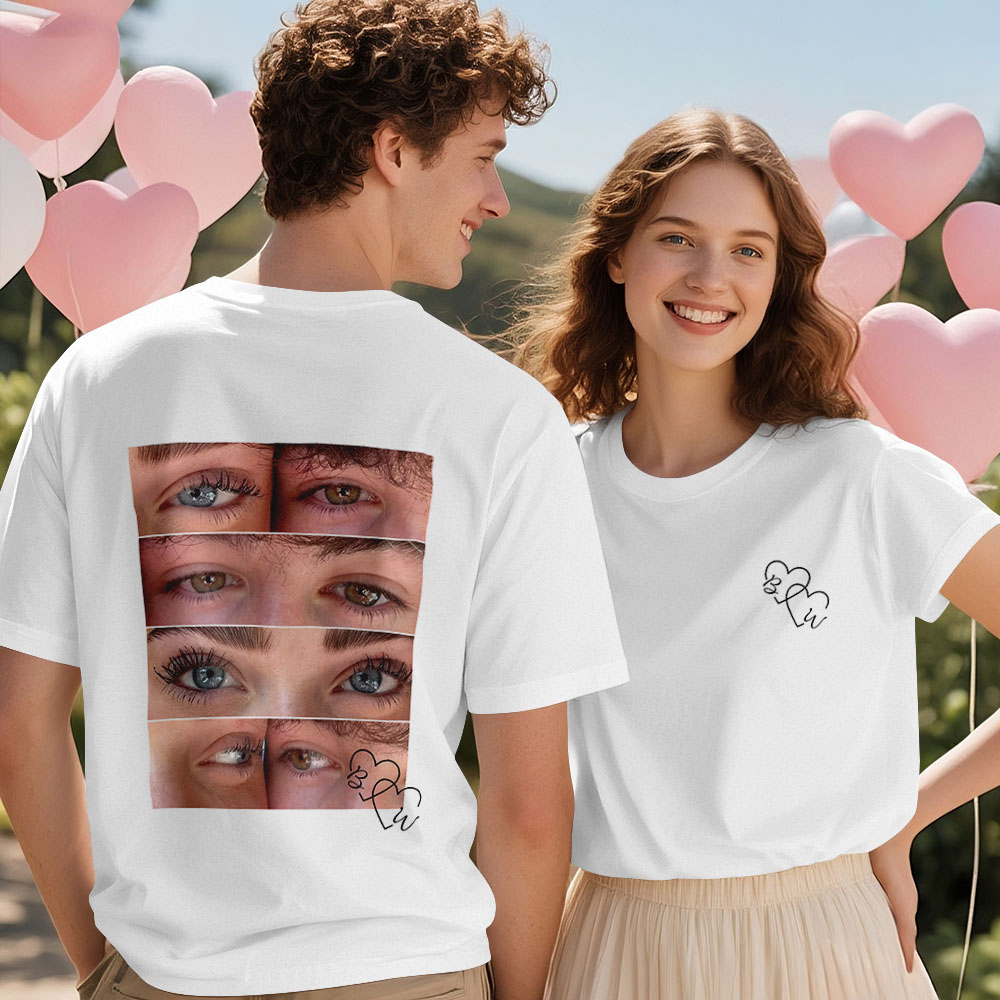 Custom Photo T-shirt Personalized Eyes Shirt for Couple - MyPhotoSocksAu