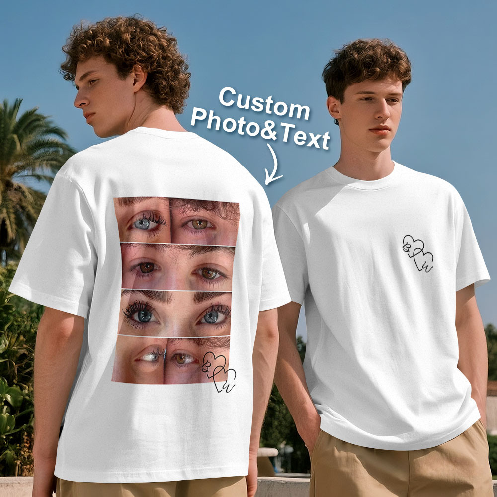 Custom Photo T-shirt Personalized Eyes Shirt for Couple - MyPhotoSocksAu