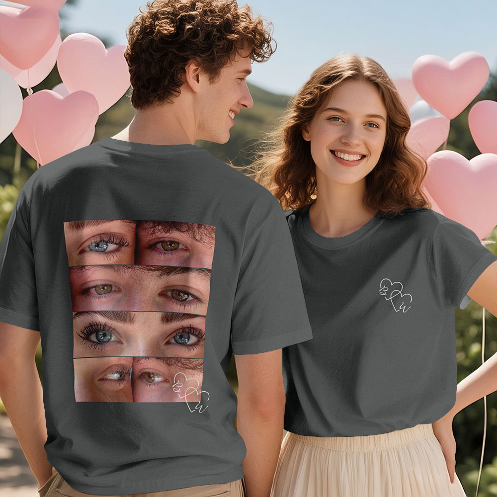 Custom Photo T-shirt Personalized Eyes Shirt for Couple - MyPhotoSocksAu