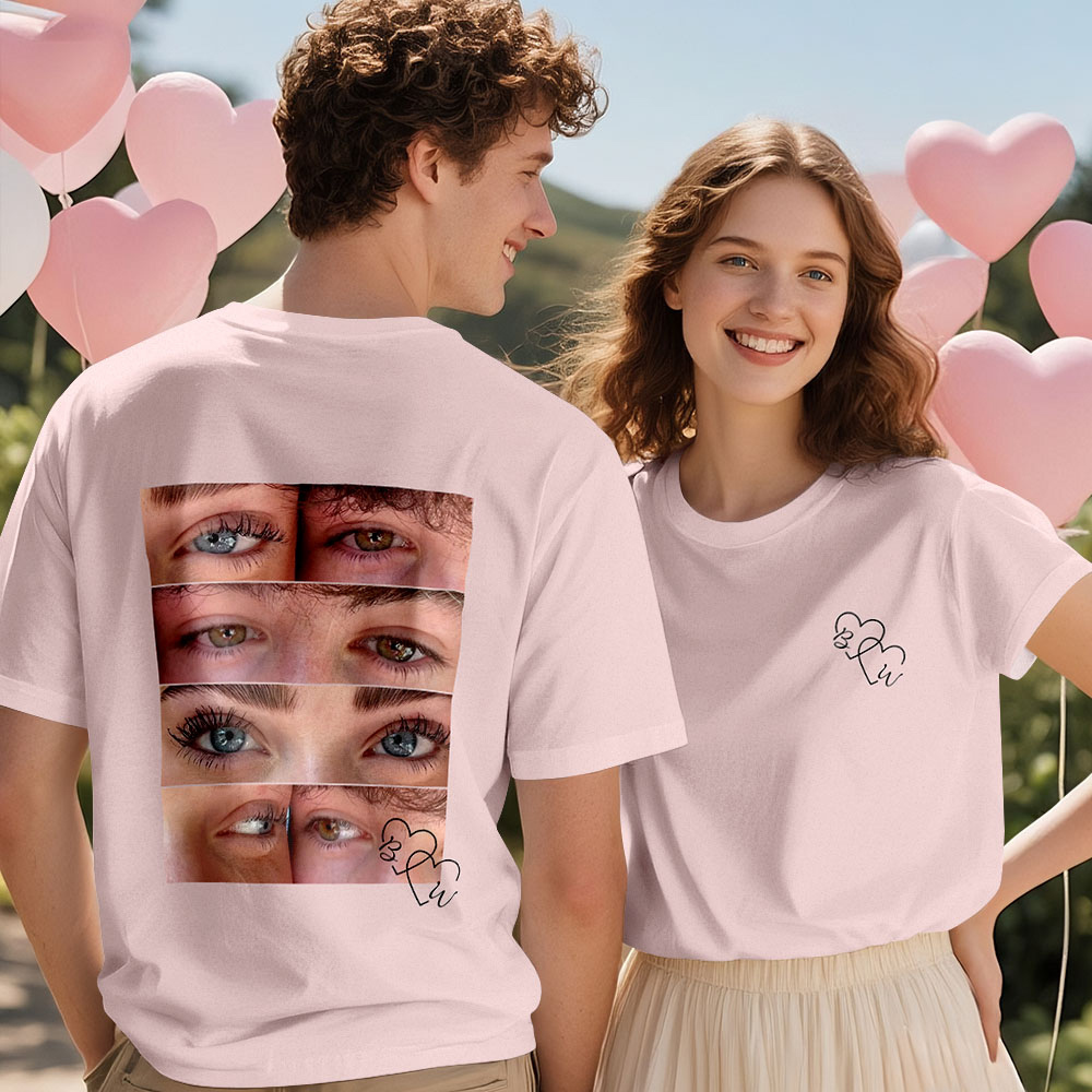 Custom Photo T-shirt Personalized Eyes Shirt for Couple - MyPhotoSocksAu